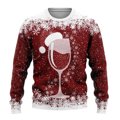 Merry Christmas Wine Ugly Christmas Sweaters For Men Women Wine Bottle Printes Pullover Sweatshirts New In Christmas Jumper