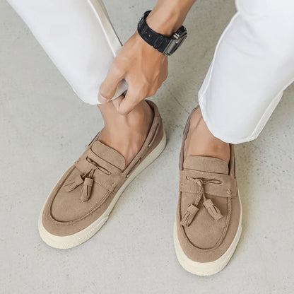 Suede Leather Handmade Loafers Leisure Walk Male Casual Shoes New Design Casual Slip on Flats Versatile Driving Shoes Moccasins