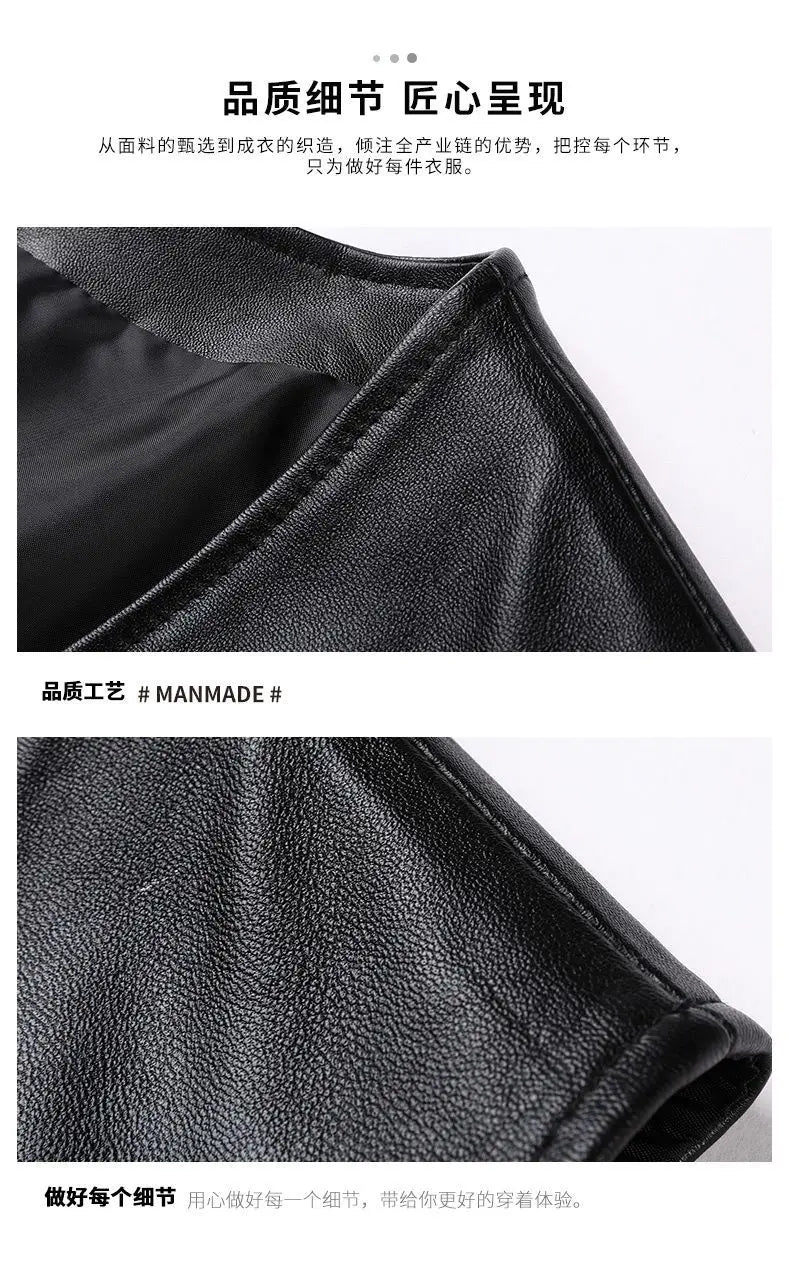 Genuine Leather Motorcycle Vest Mens sheepskin Leather Waistcoat biker sleeveless jacket clothing chaleco bullet proof club vest