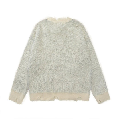 American sweet and cool bow sweater women's autumn and winter new loose soft waxy retro loose sweater outside the coat.