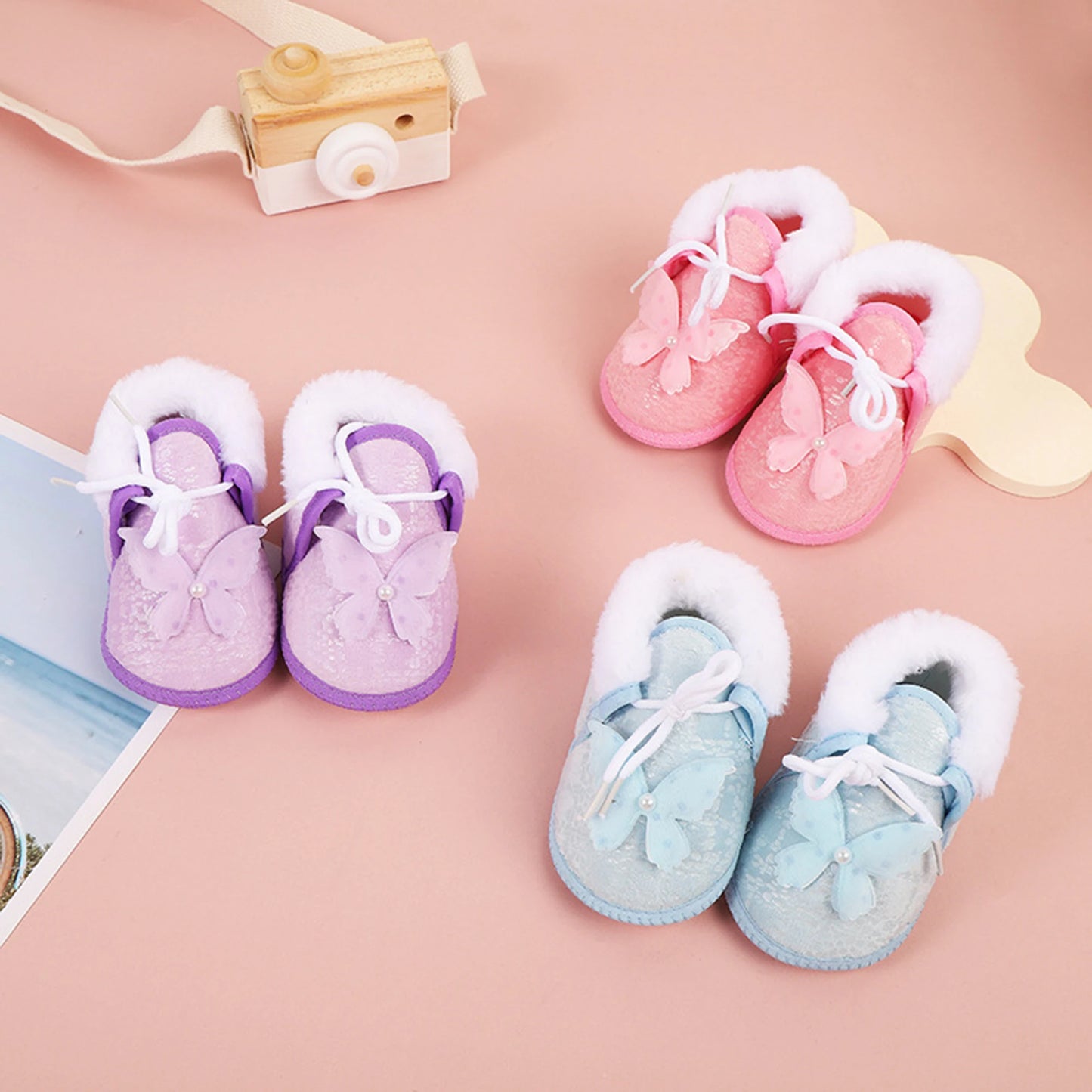 Cute Baby Girls Winter Boots Warm Fleece Lined Snow Shoes with Anti-Slip Sole for Toddlers in Cold Weather