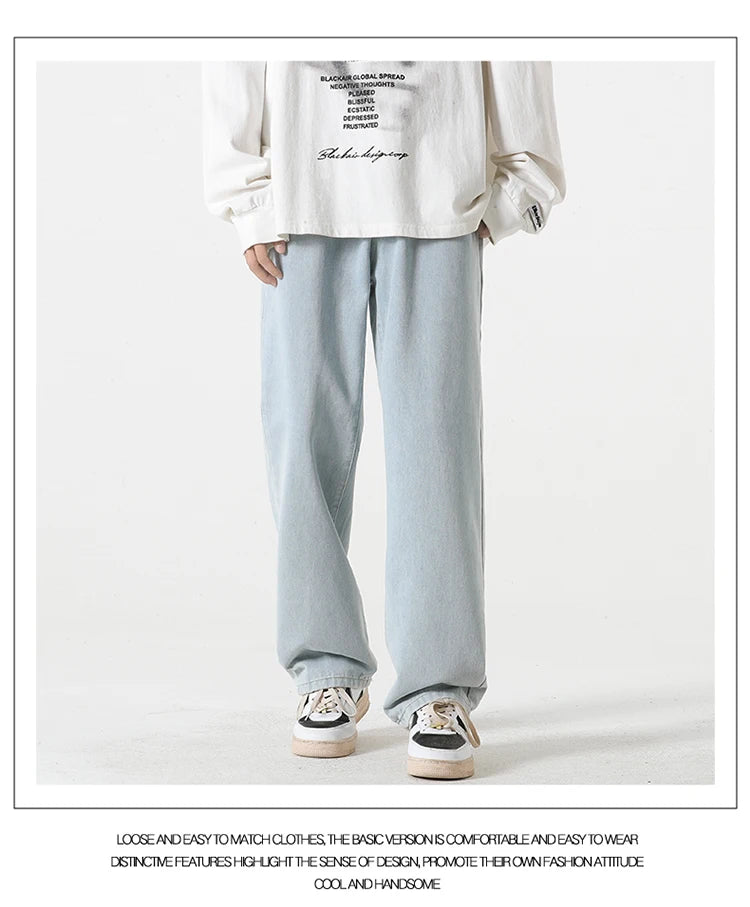 Jeans men's spring and summer 2025 new style trend straight versatile casual pants loose wide-leg mopping trousers