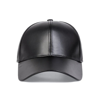 PU leather baseball cap spring and autumn men's solid color leather sun shading duck tongue cap casual hat