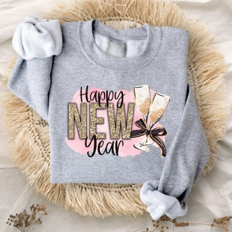 Christmas Sweater Cheers To The 2026 Happy New Year Sweatshirt Casual Street Fashion Comfortable Long Sleeve Autumn and Winter