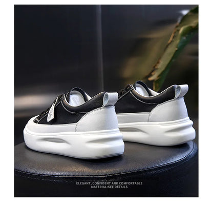 Leather sneakers 2025 Autumn/winter New Single Shoe Thick Soled Women's Shoes Flat Soled Shoes Casual Shoe Women's Board Shoes