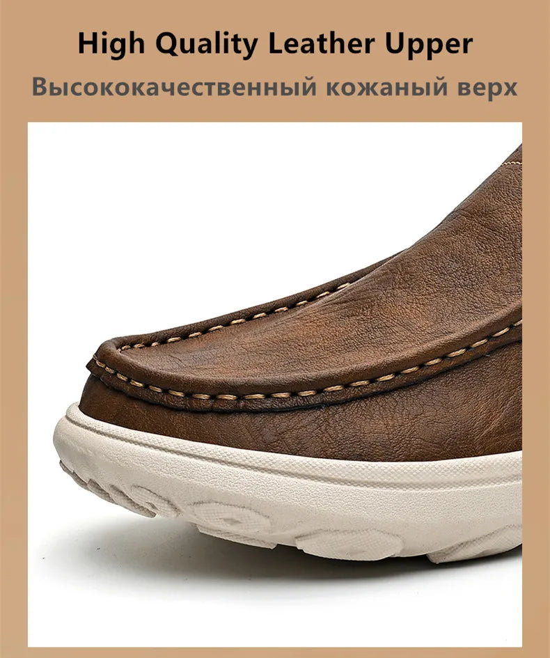 New Leather Men's Loafers Luxury Men Casual Shoes Fashion Lightweight Driving Shoes Breathable Men's Shoes Handmade Flat Shoes