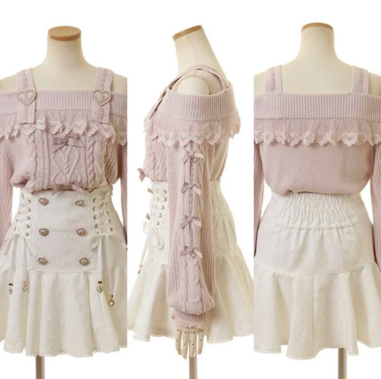 Japanese Sweet Bow Long-sleeve Knitted Pullover Sweater Autumn Winter New Off-shoulder Sexy Lolita Girls Liz Sweater Jumper Top