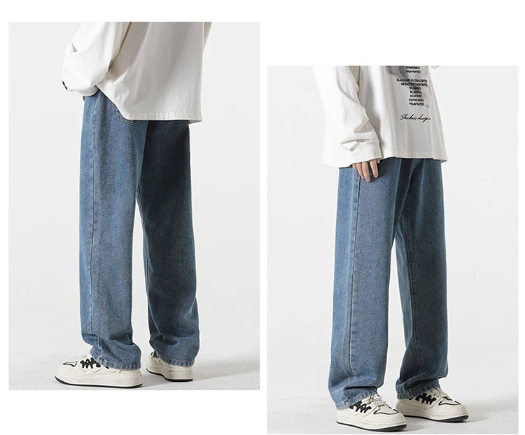 Jeans men's spring and summer 2025 new style trend straight versatile casual pants loose wide-leg mopping trousers