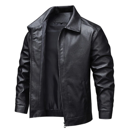 Men Faux Leather Jacket Autumn Winter Biker Jackets Fashion Black Motorcycle Leather Coat Outwear Casual Streetwear Windbreaker
