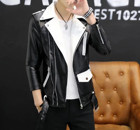 Coats Black Leather Jacket for Men Trendy 2025 Fashion Fashionable Spring Clothes Man Suits and Blazers Menswear Vintage Classic