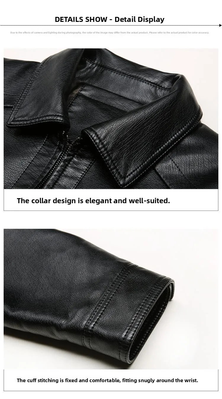 Warmth Thiened Real Leather Jaet Men's Casual Busin Sle eepskin Coat Dad Coat Loose Fit Winter Outerwear