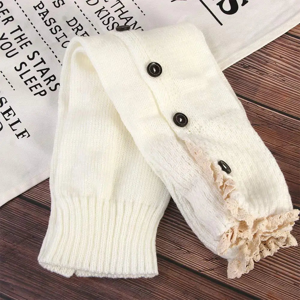Winter Sweet Lolita Autumn Wool Ball Knitted Leg Warmers Leg Warm Socks Foot Cover Knee Cover