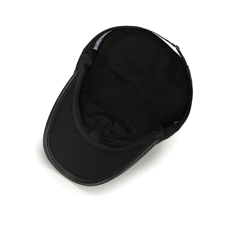 Leather Binding Washed White Distressed Cotton Adjustable Cadet Flat Cap Sun Hat Trucker Caps Dad Hats