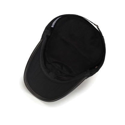 Leather Binding Washed White Distressed Cotton Adjustable Cadet Flat Cap Sun Hat Trucker Caps Dad Hats