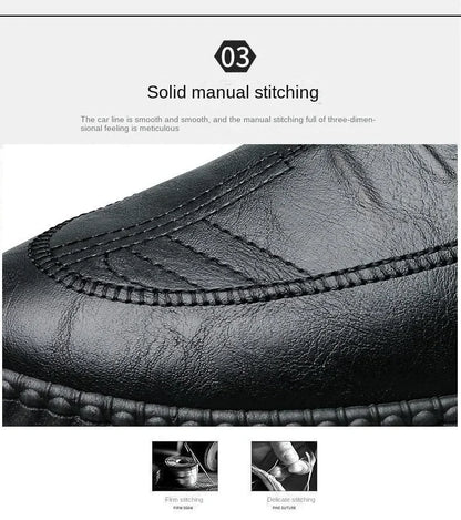 Leather Men Shoes Breathable Business Summer Slip on Loafers Man Casual Black Flats Driving Walking Shoes Moccasins