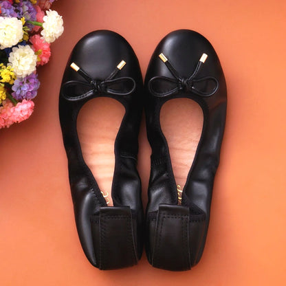 2024 Women Leather Breathable Ladies Comfortable Ballet Flats Driving Shoe Fashion Slip on Shallow Loafers Office Flat Boat Shoe