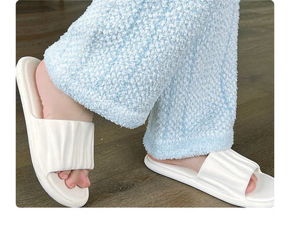 Winter Ins Sweet Tassel Cardigan Set Sleepwear Women's Winter Thick Warm Knitted Home Clothes Two Piece Set Light Blue