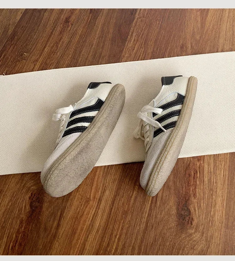 Leather cowhide German training shoes women's college style casual shoes 2025 new soft-soled casual flat-soled sports shoes