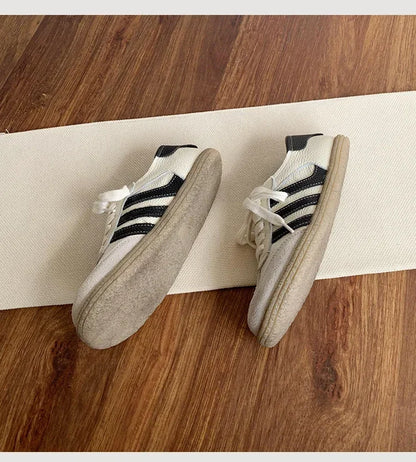 Leather cowhide German training shoes women's college style casual shoes 2025 new soft-soled casual flat-soled sports shoes