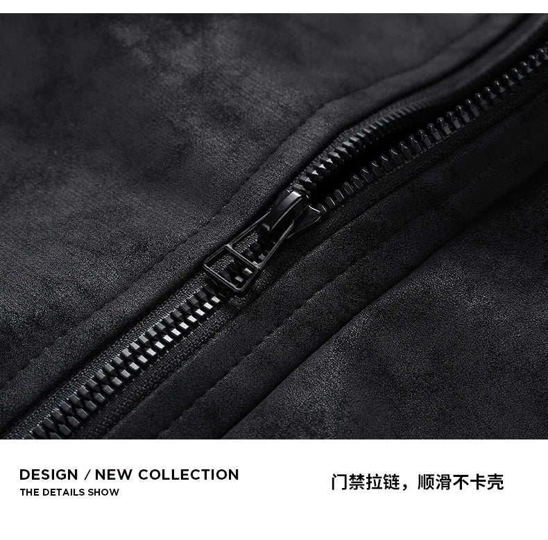 Mens Leather Jacket Suede Coats Waterproof Soft Shell Windbreaker Streetwear Moto Autumn Winter Jacket Men Clothing Mens Jacket