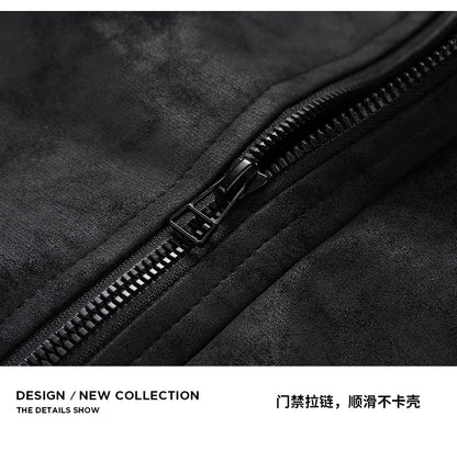 Mens Leather Jacket Suede Coats Waterproof Soft Shell Windbreaker Streetwear Moto Autumn Winter Jacket Men Clothing Mens Jacket