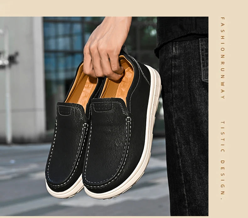 New Leather Men's Loafers Luxury Men Casual Shoes Fashion Lightweight Driving Shoes Breathable Men's Shoes Handmade Flat Shoes