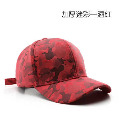 Leather Suede PU Camouflage Baseball Cap Men and Women Autumn Winter Hip Hop Adjustable Outdoor Snapback Hat
