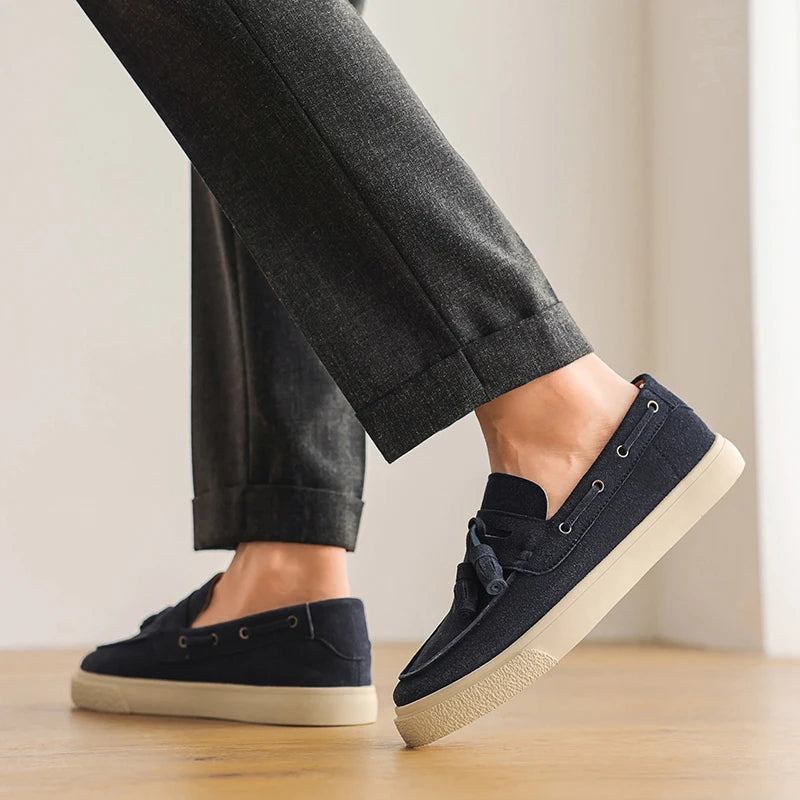 Suede Leather Handmade Loafers Leisure Walk Male Casual Shoes New Design Casual Slip on Flats Versatile Driving Shoes Moccasins