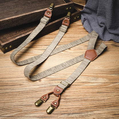 Fashion Retro Suspenders for Men Metal Clip British Style Y-Type Suspenders Suit Accessories Anti-slip Stripe Suspender Clip Men