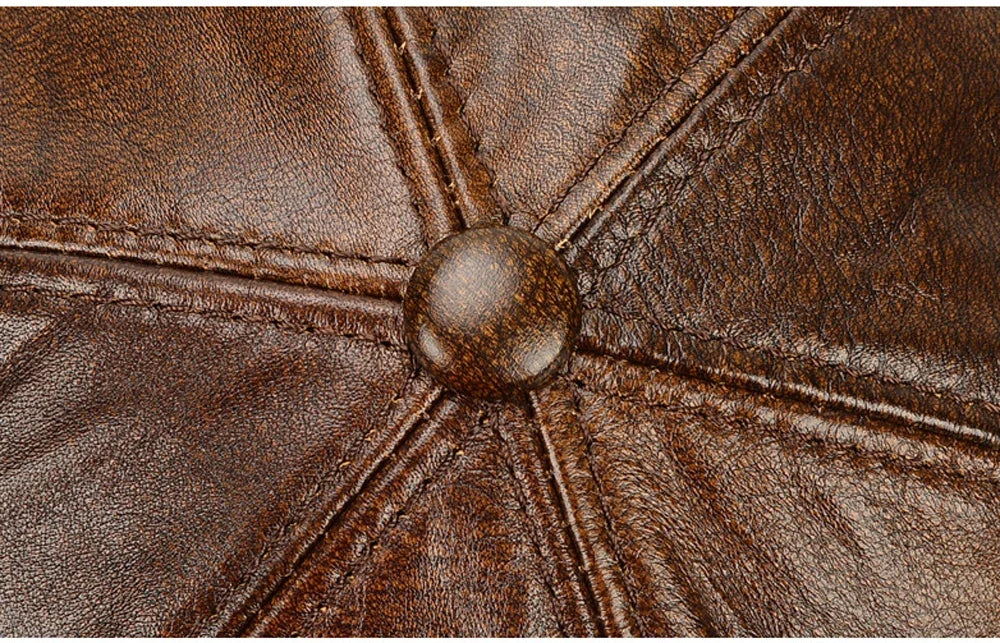 Tax excluded, add at checkout if applicable Fashion Men Genuine Cowhide Leather Baseball Cap Casual Real Leather Hat Autumn Wint