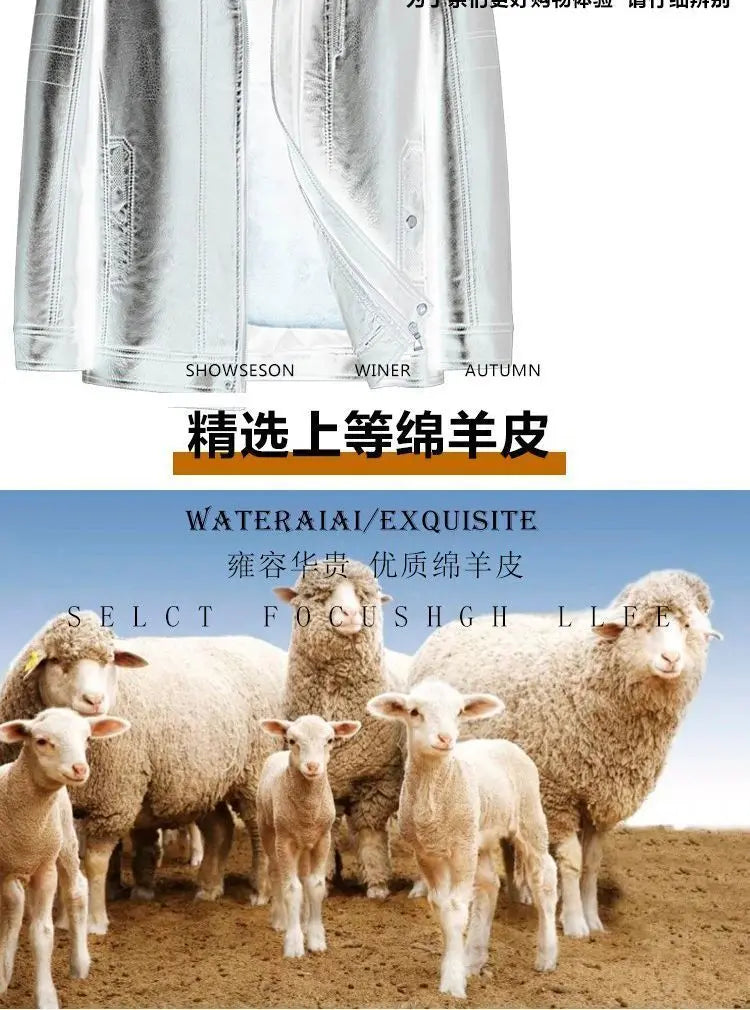 Natural Leather Jacket For Men Fur Thick Loose Plus Velvet Winter Black Leather Coats Male Sheepskin Coat Man With Fur Collar