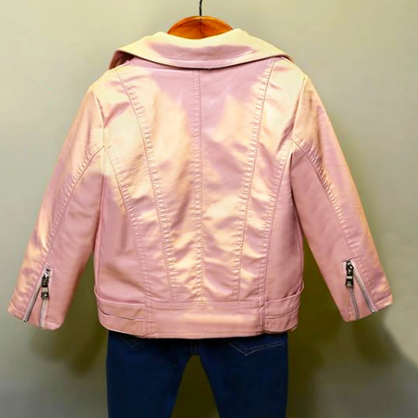 Retro Children's Leather Jacket,Boys Transition Coat,Kids PU Locomotive Wear,Faux Leather Outerwear,Girls Motorcycle Outfits