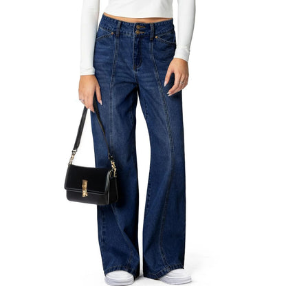 Jeans Woman Fashion Loose High Waist Straight Leg Wide Leg Korean Retro Denim Pants Long Trousers Commuting Daily Comfortable