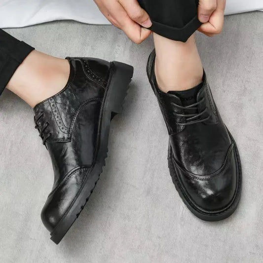 2025 Soft Leather Men's High-end Leather Trendy Business Casual Tooling Big Head Thick Sole Non-slip Loafers Shoes