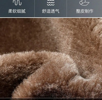 Natural Leather Jacket For Men Fur Thick Loose Plus Velvet Winter Black Leather Coats Male Sheepskin Coat Man With Fur Collar