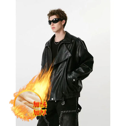 Faux Pu Leather Coats Women Solid Jackets Belt Zipper Turn Down Collar Long Sleeves Loose Casual Streetwear 2025 Spring Autumn