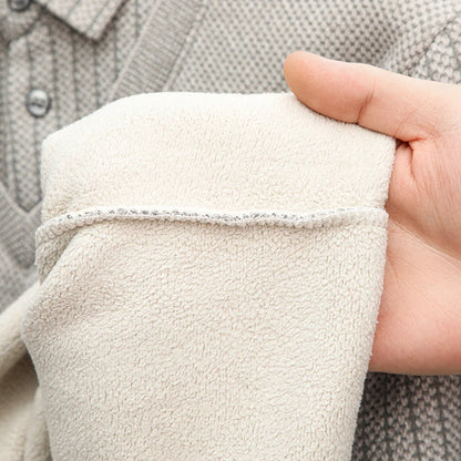 Winter vacation two sweaters men's polo shirt with a collar and long sleeves, thick and warm base shirt