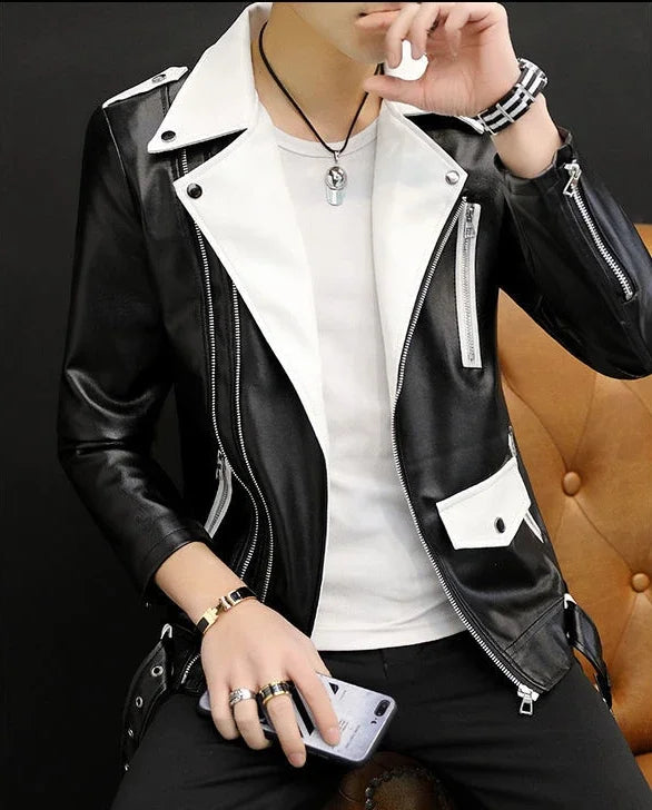 Coats Black Leather Jacket for Men Trendy 2025 Fashion Fashionable Spring Clothes Man Suits and Blazers Menswear Vintage Classic