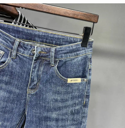 Jeans Men's Spring and Summer New High-end Trend Blue Slim-fitting Pants Brand Korean Streetwear High Street Retro Long Pants