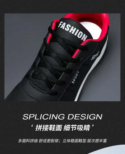 Artificial Leather Men's Casual Shoes Spring Men's Casual Lightweight Sports Shoes Lace Up Flat Shoes Breathable Outdoor Jogging