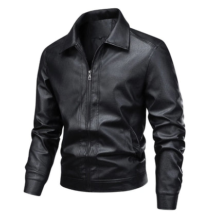 Men Faux Leather Jacket Autumn Winter Biker Jackets Fashion Black Motorcycle Leather Coat Outwear Casual Streetwear Windbreaker