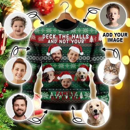 Custom Photo DIY Personalized Characters/Pets Fun Ugly Christmas Sweaters Christmas Gift Tops Couple Party Pullover sweater New