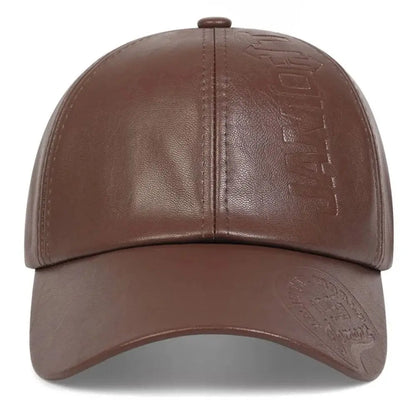 Adjustable Leather Baseball Cap Casual Wear PU Leather Men Vintage Hat Snapback Trucker Caps Sun Protection Hat Outdoor Travel