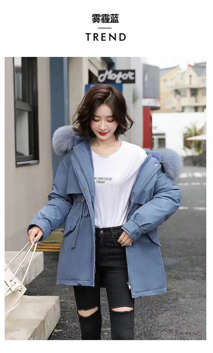 Winter Coat 2025 New Women's Thick Cotton Jacket Women's Medium long Korean version Fur collar Coat Female Warm Parka Overcoat
