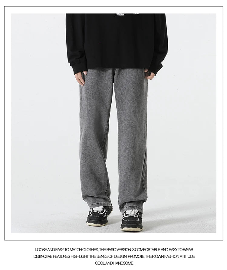 Jeans men's spring and summer 2025 new style trend straight versatile casual pants loose wide-leg mopping trousers