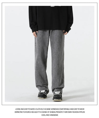 Jeans men's spring and summer 2025 new style trend straight versatile casual pants loose wide-leg mopping trousers