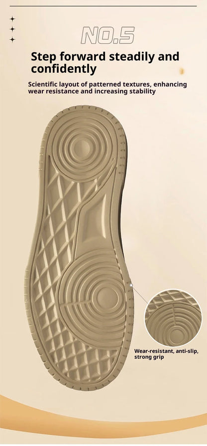 Genuine Leather Men's Casual Shoes, Thick-soled, Anti-slip, Wear-resistant, Height-increasing, Street Fashion, Retro Board Shoes