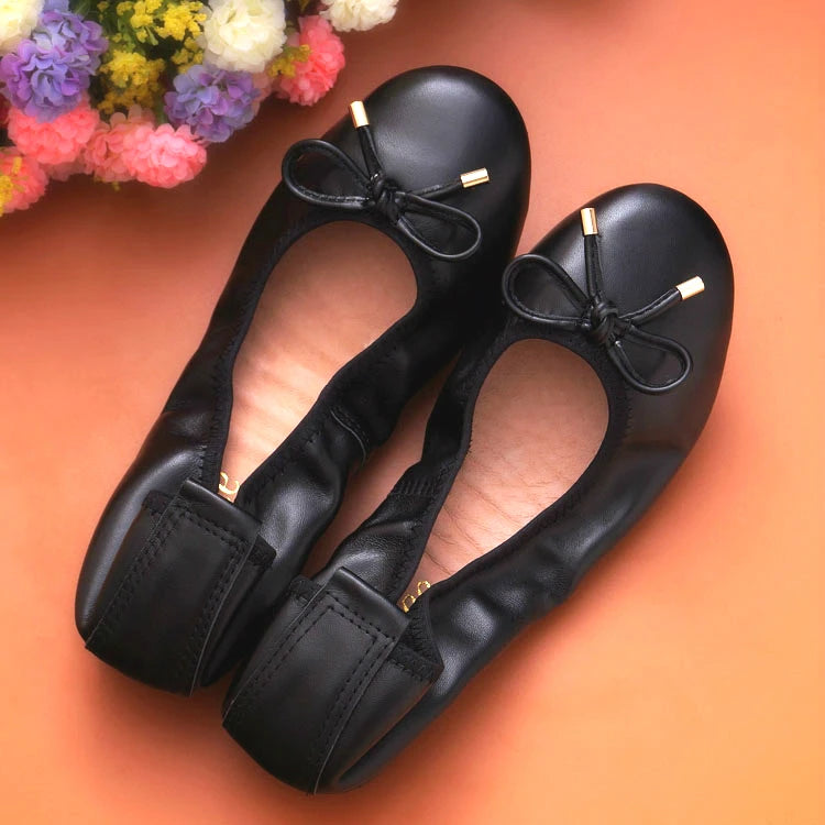 2024 Women Leather Breathable Ladies Comfortable Ballet Flats Driving Shoe Fashion Slip on Shallow Loafers Office Flat Boat Shoe