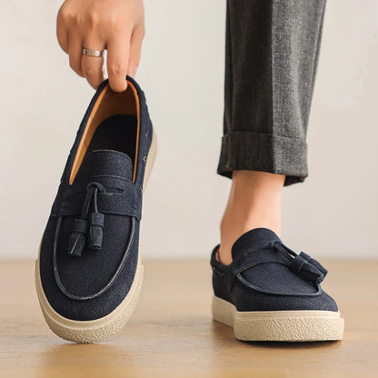 Suede Leather Handmade Loafers Leisure Walk Male Casual Shoes New Design Casual Slip on Flats Versatile Driving Shoes Moccasins