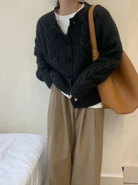 Ladies Sweaters Winter Button Kawaii Knitted Top For Women Yellow Cute Cardigan Designer Y2k Fashion Korea Korean Luxury Jumper